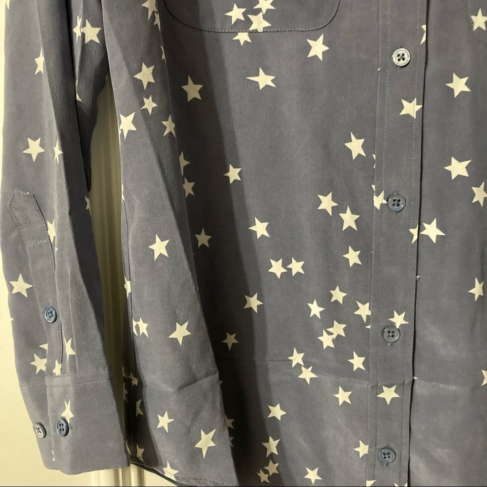 Equipment Silk Blue Star Print Button Down Shirt - Picture 4 of 5